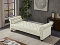 Ivory Velvet Upholstered Bench with 2 Pillows I2057