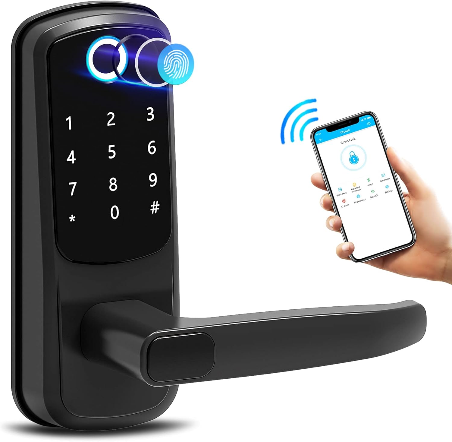 Pack of 2 Smart Lock with Fingerprint, App, Code, Key and IC Card X291398