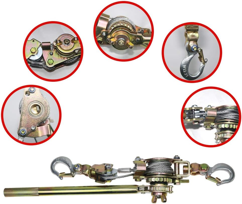 4400LB Heavy Duty Cable Hoist Puller with 2 Hooks, Pack of 2 F567602