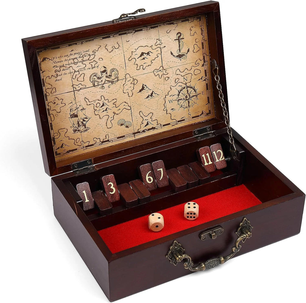 12 Number Shut the Box Wooden Box Dice Game S57821