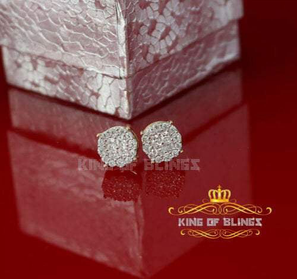10k Yellow Gold Finish Silver Stud Earrings With Lab Created Diamond H3461