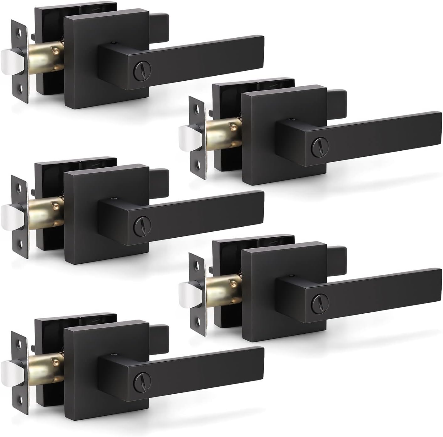 Matte Black Privacy Door Lever Handle, 8 Pack Q887