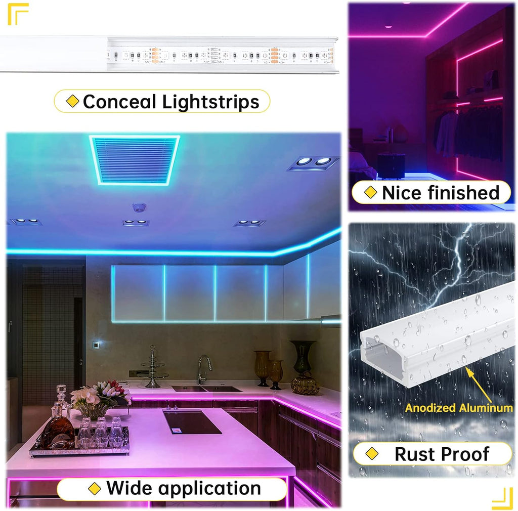40Pack 3.3FT LED Channel System with Milky White Cover Lens, Silver Aluminum Extrusion Profile Housing Track L5823