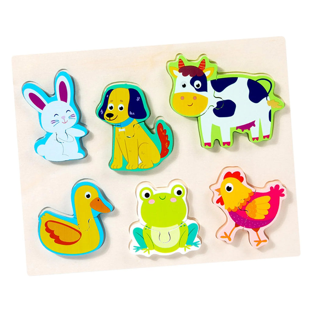 Wooden Puzzle Educational Toys Colors and Shapes Cognition Montessori Toys for 1 2 3 Year Old Girls Boys Animal P363