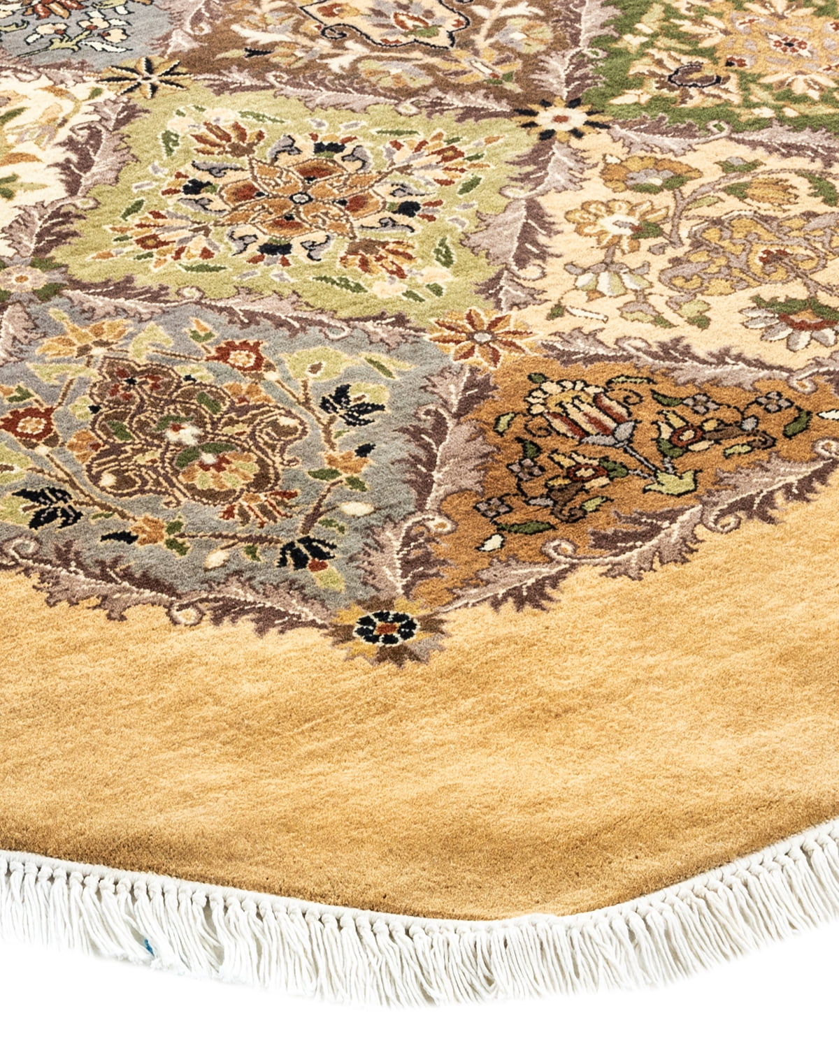 Hand-Knotted Wool Yellow Octagon Area Rug 8' 1" x 8' 1" J278