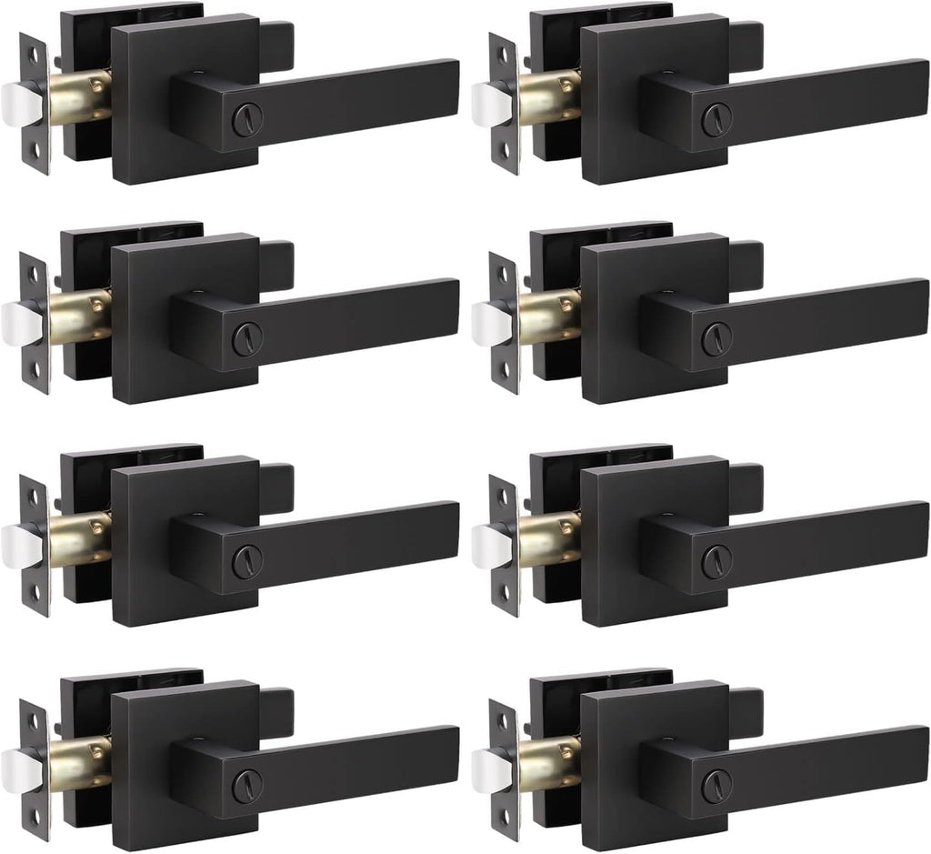 Matte Black Privacy Door Lever Handle, 8 Pack Q887