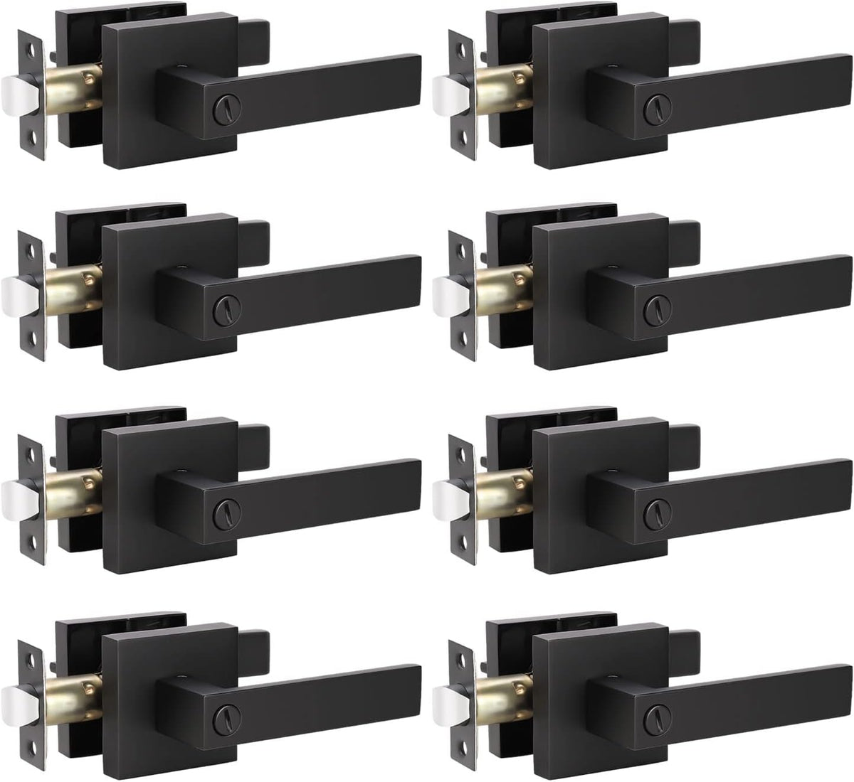 Matte Black Privacy Door Lever Handle, 8 Pack Q887
