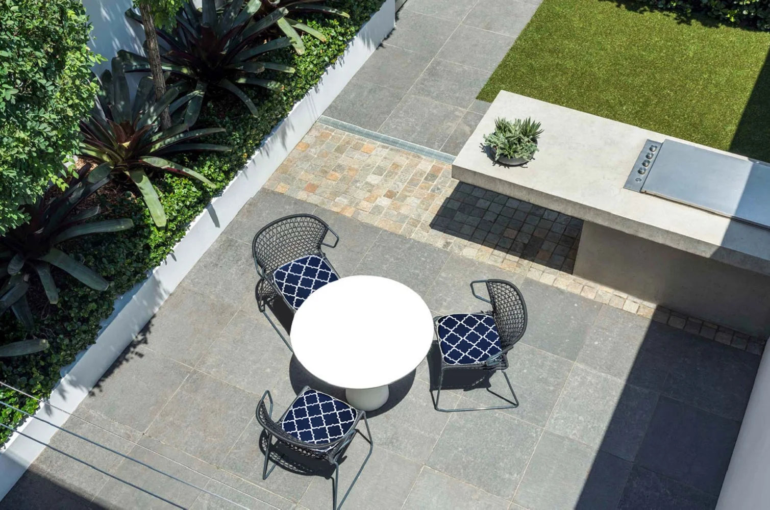 Blue Geometric Outdoor Seat Pads, Pack of 2 S297