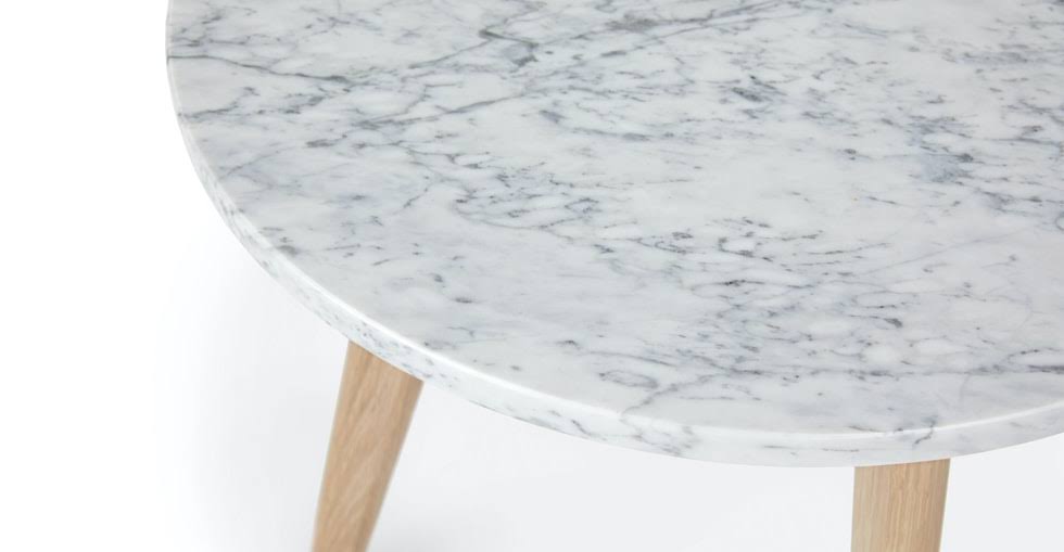 Round Marble End Table with Solid Oak Legs C363220