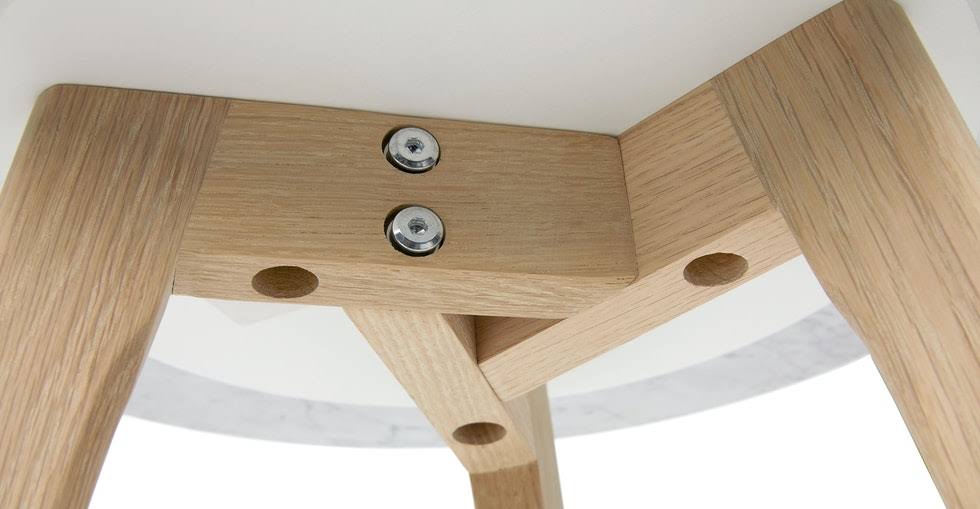 Round Marble End Table with Solid Oak Legs C363220