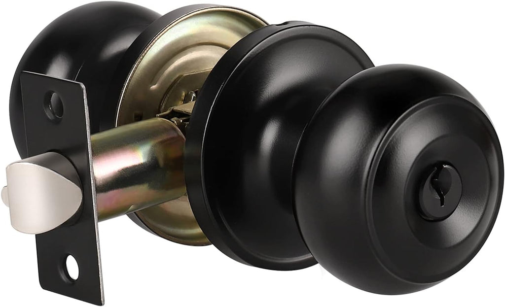 5 Pack Matte Black Entry Door Knob and Deadbolt Lock Set F3927