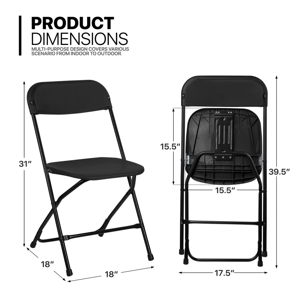 11 Pieces 8 Ft Heavy Duty Folding Utility Table and Chair Set with Handle, White/Black D683216