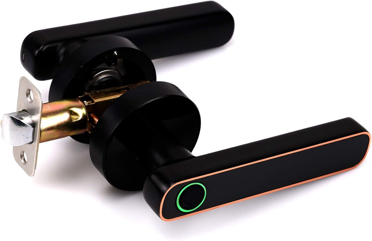Fingerprint Electric Door Lock, Keyless Entry Door Handle, Aged Bronze, Pack of 2 Q568