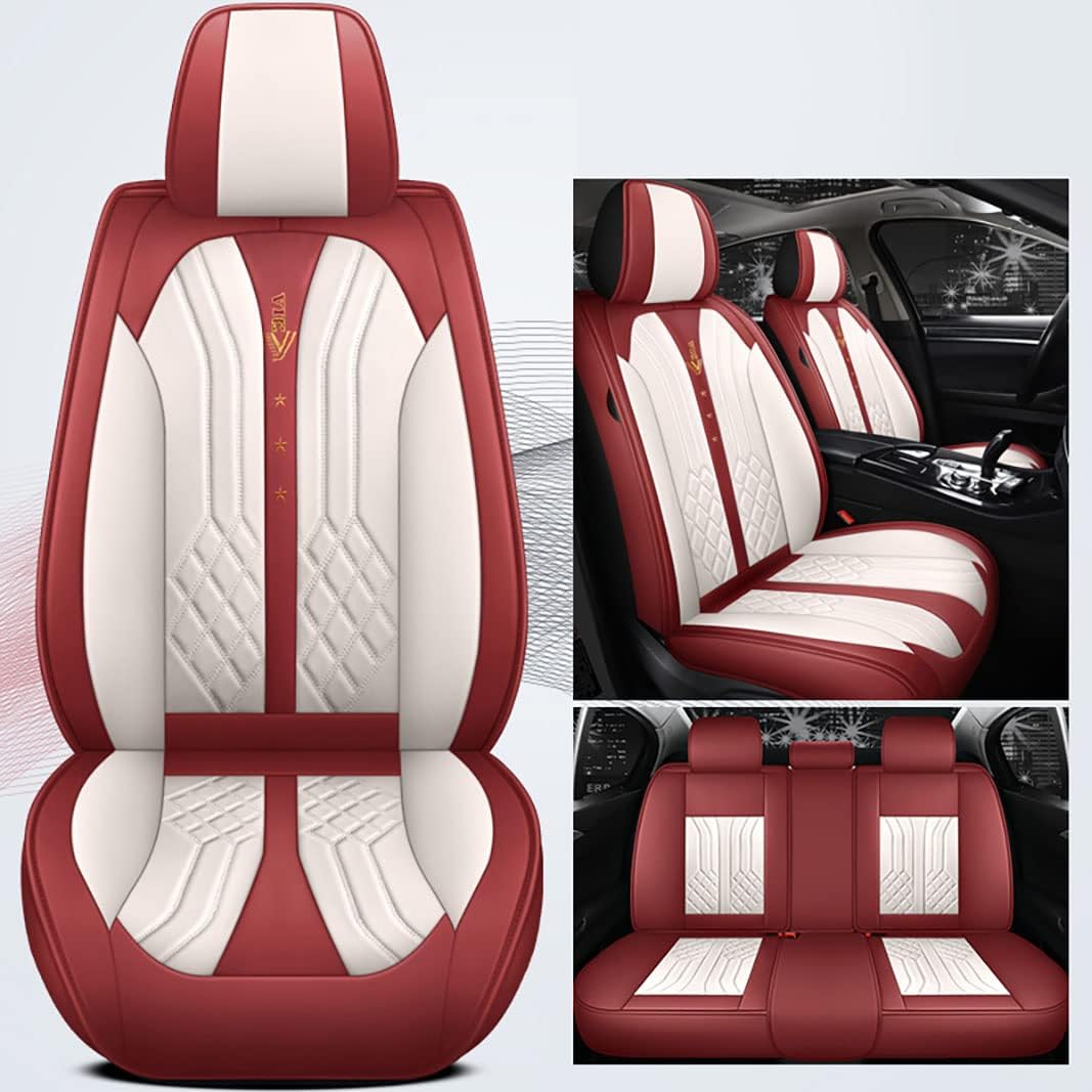 Black&Red 5 Seats Full Set Synthetic Leather Car Seat Cushion Protector A373042