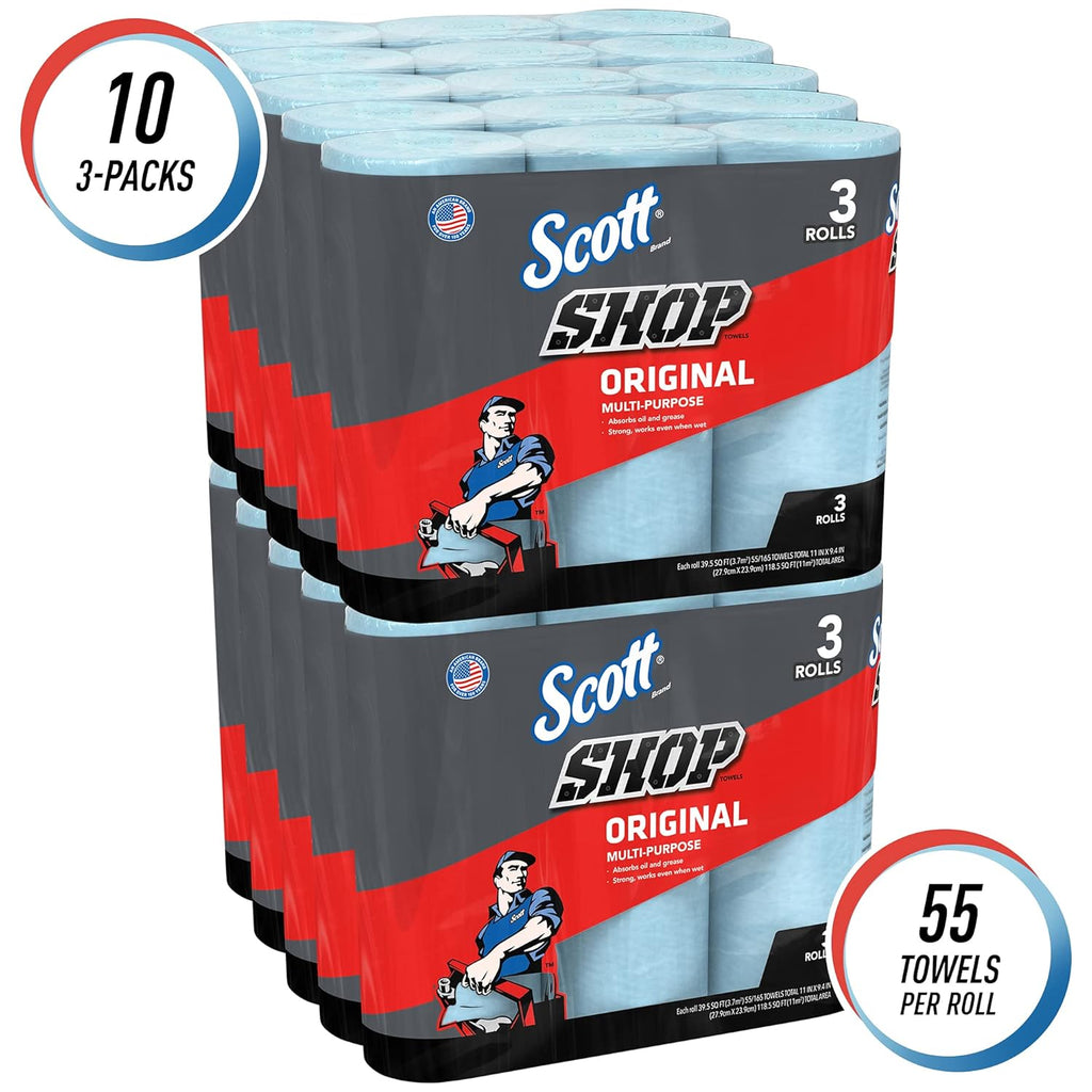 Blue Shop Towels, 55 Sheets per Roll, 30 Rolls per Case, Pack of 2 S8471