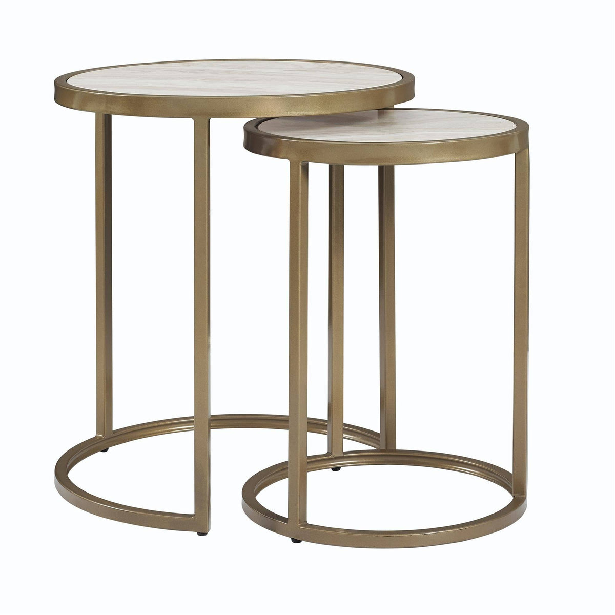 2 Piece Marble Top Nesting End Table Set B289510
