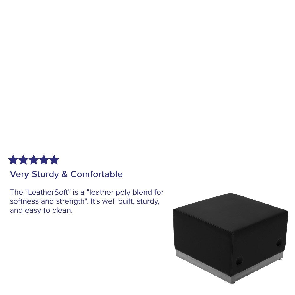 White LeatherSoft Ottoman with Stainless Steel Base K83413