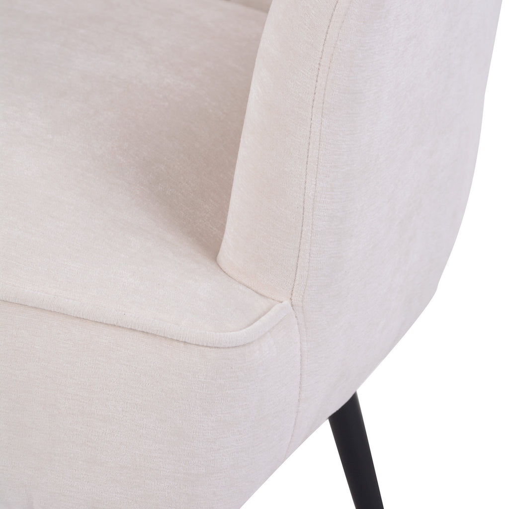 White Upholstered Fabric Accent Chair with Wooden Legs H661
