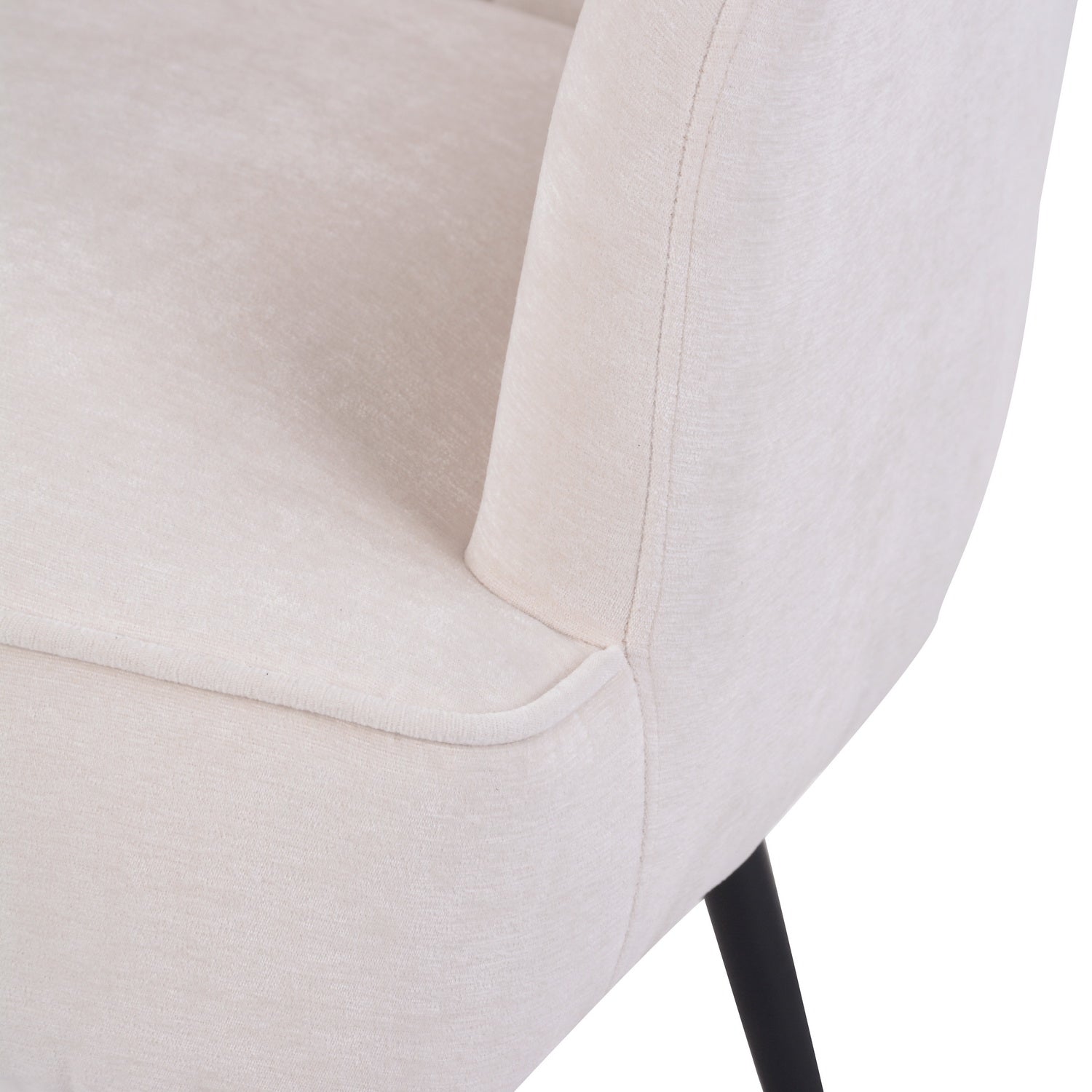 White Upholstered Fabric Accent Chair with Wooden Legs H661
