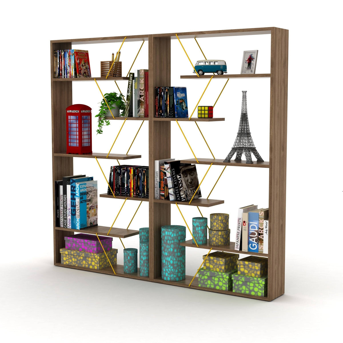 Chrome Bookcase with Adjustable Shelves O339