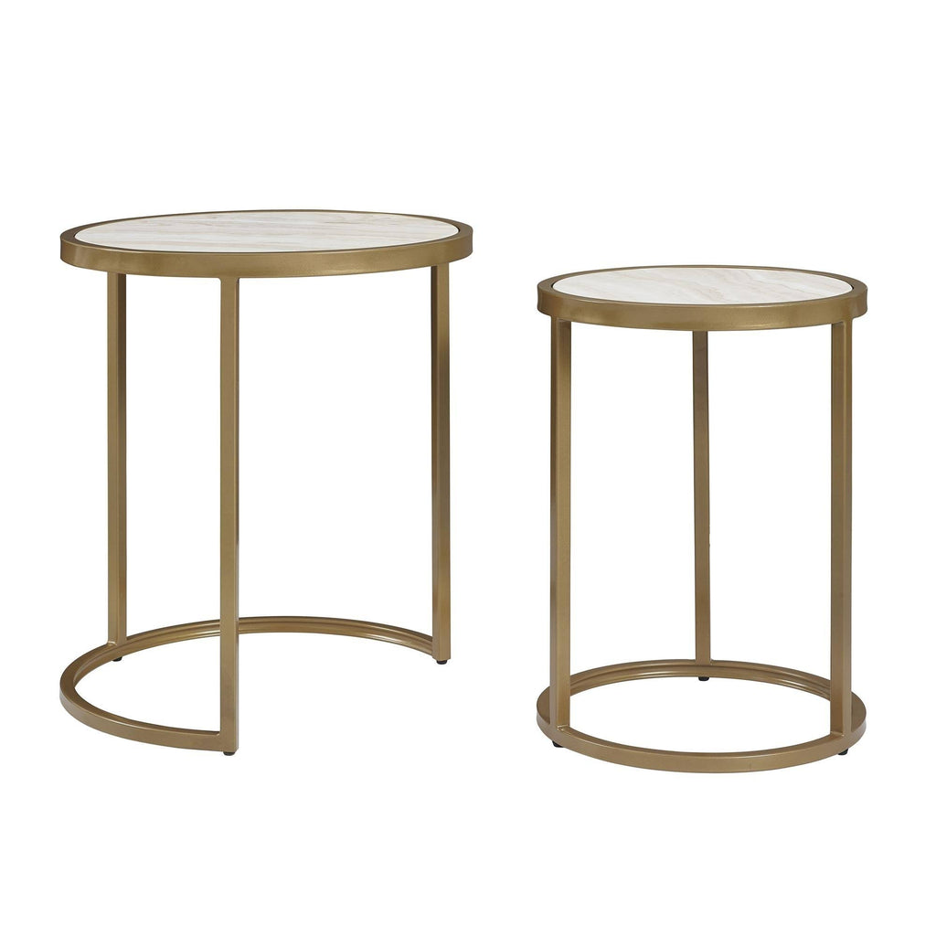 2 Piece Marble Top Nesting End Table Set B289510