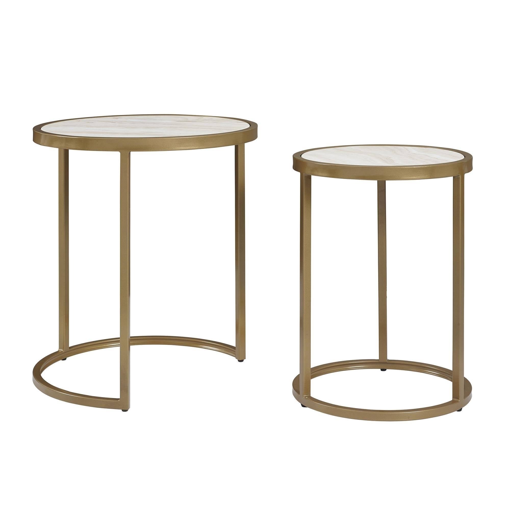 2 Piece Marble Top Nesting End Table Set B289510