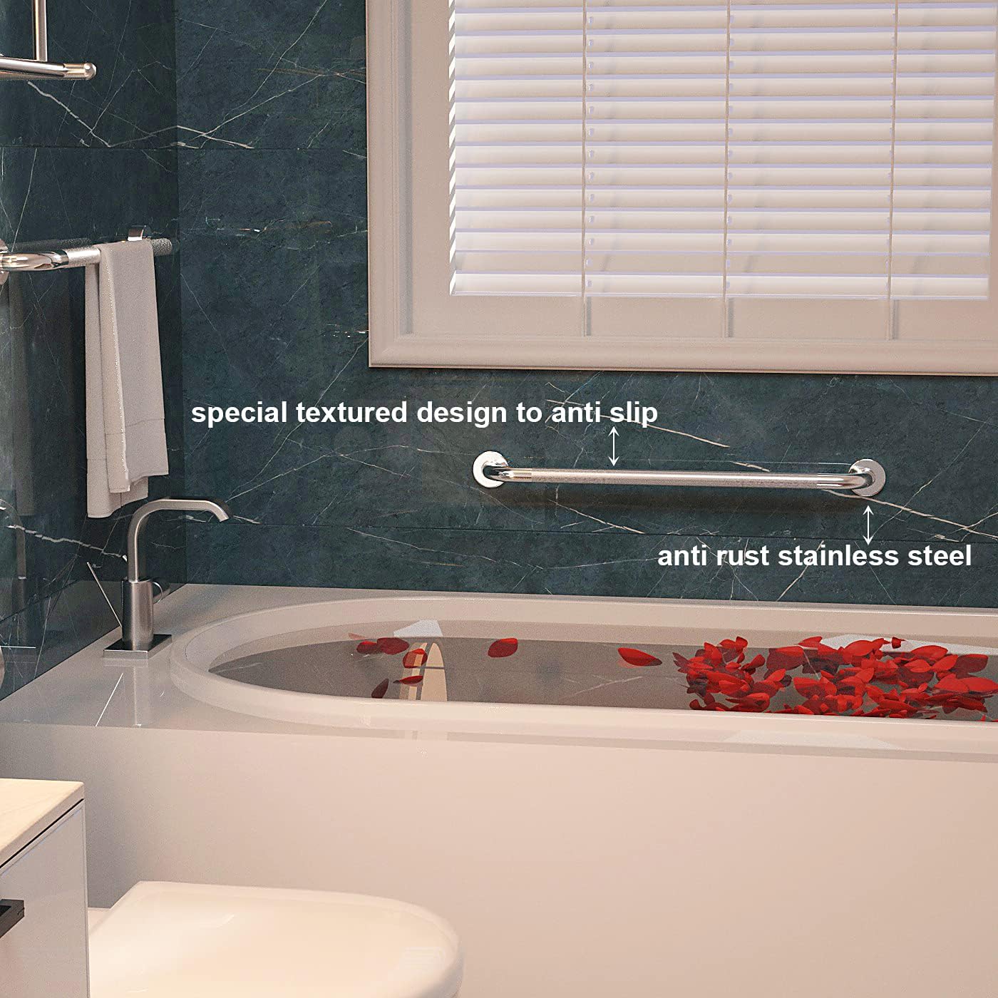 Chrome Stainless Steel Shower Grab Bar, 1.25 Inch Diameter, 32 Inch F257809