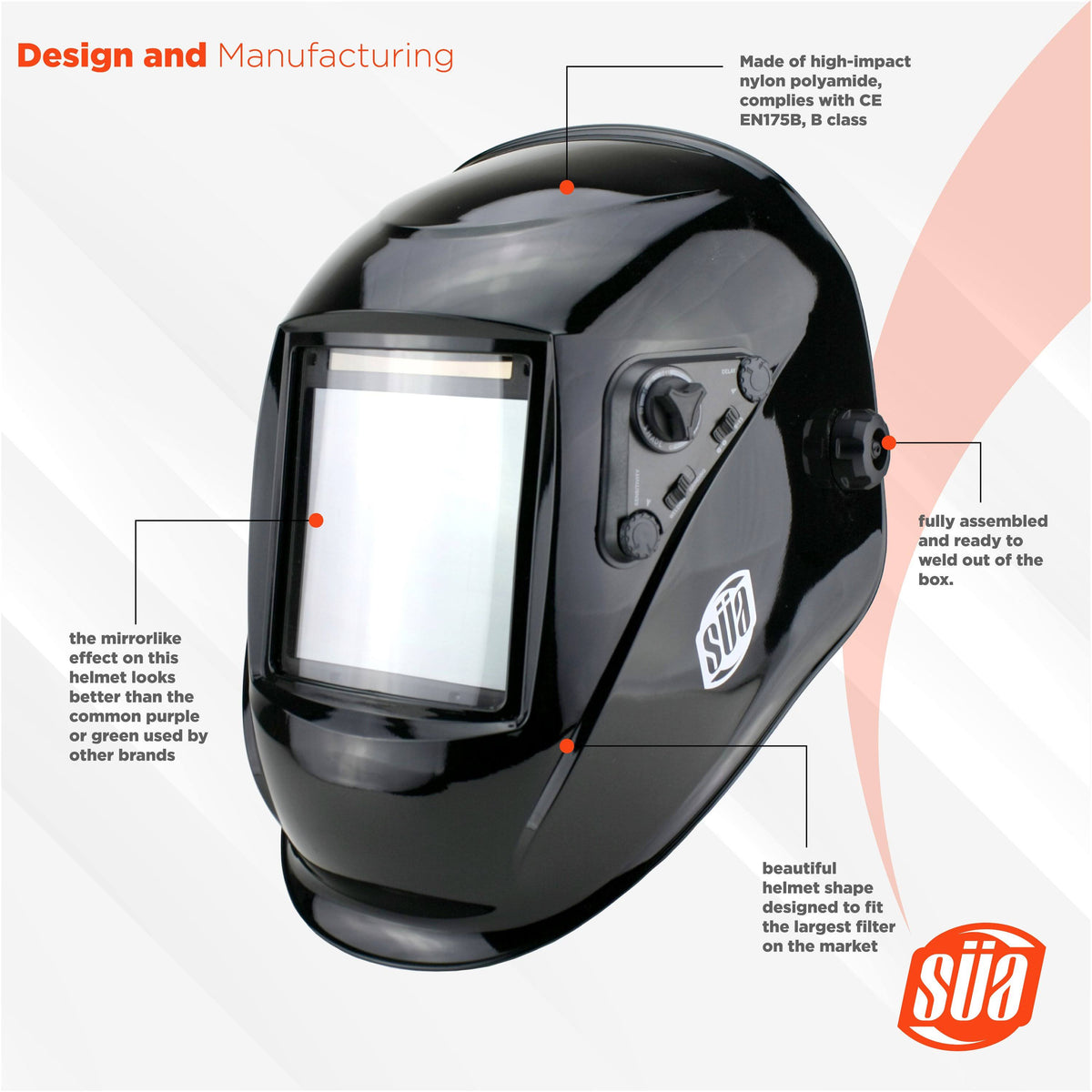 Auto Darkening Welding Helmet with 4 inch x 4 Inch Viewing Area X234606