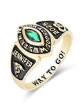 10kt Yellow Gold Class Rings with CZ Birthstone C1404