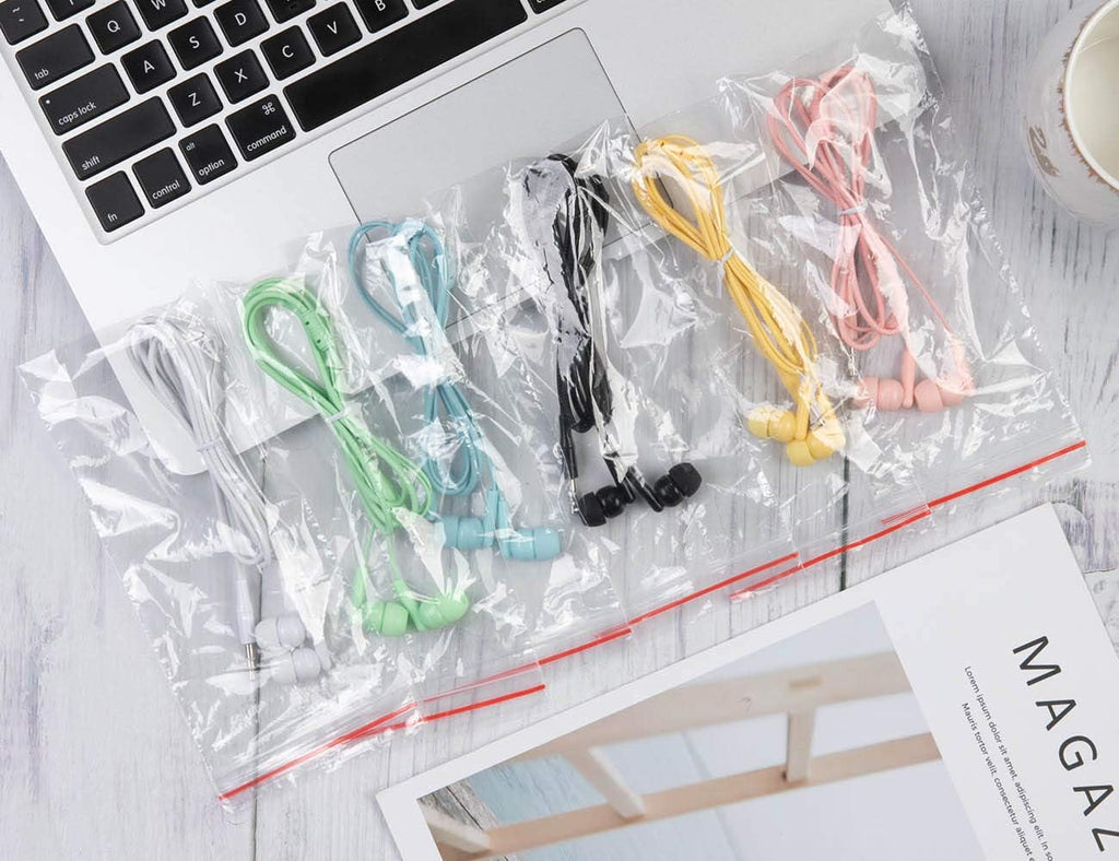 100 Packs Bulk Earbuds Headphones Individually Wrapped in 6 Colors K911