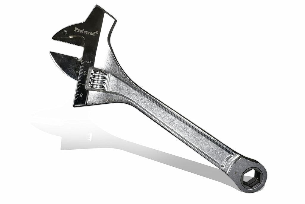 12" Chrome Finish Adjustable Wrench with Hammer, Pack of 2 R184275