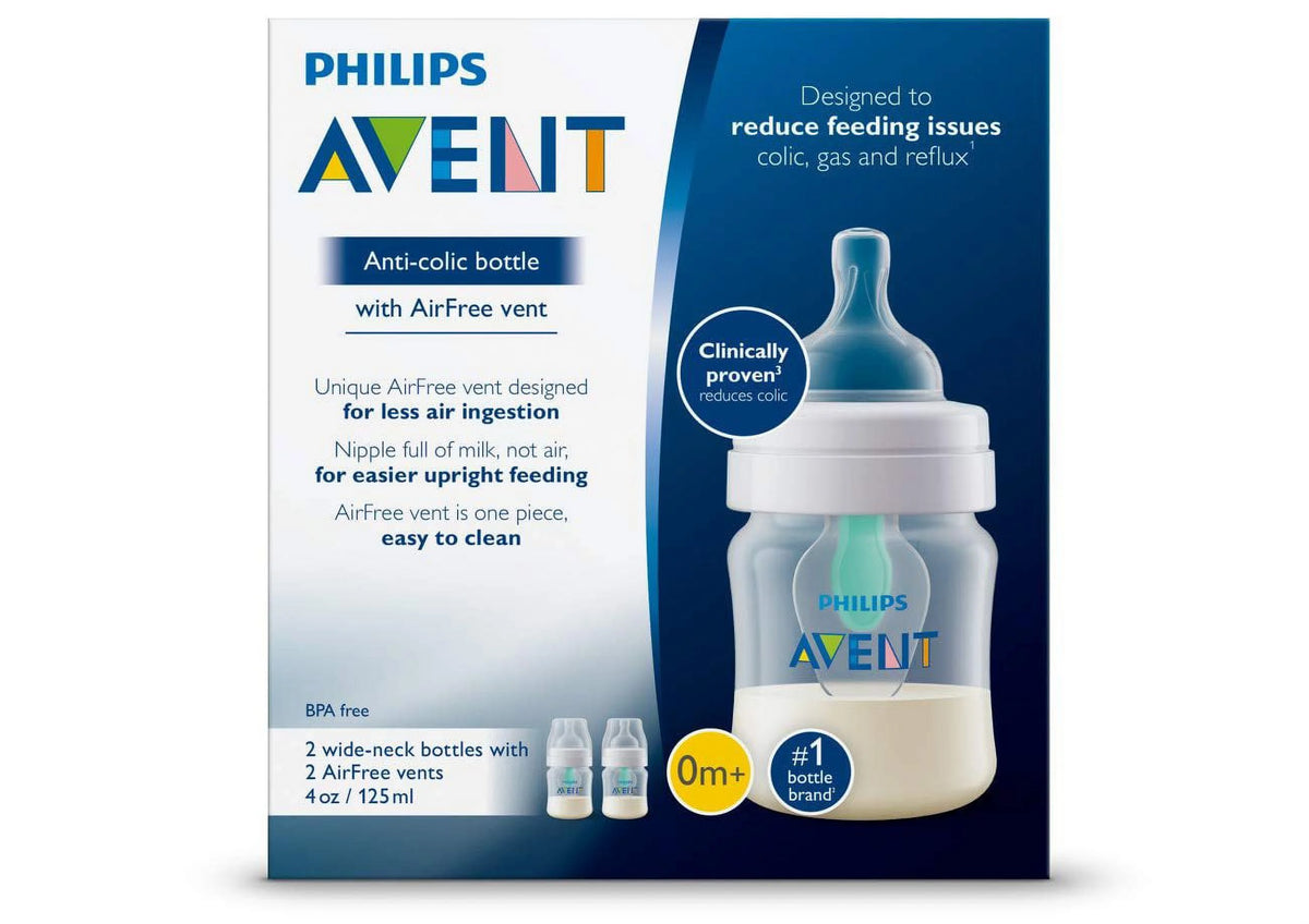 Anti-Colic Baby Bottle with AirFree Vent 4oz, 2pk D41192