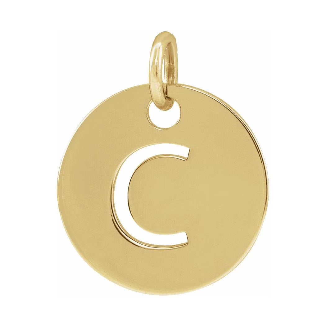14k Yellow Gold Initial Disc Pendant Necklace Q66143