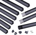 Black LED Channel System with Crystal Smoky Clear Cover Lens, Aluminum Extrusion Profile Strip Tape Lights V-Shape D565972