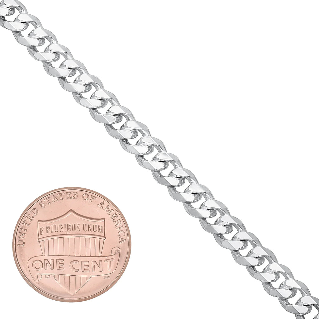 5mm Solid .925 Sterling Silver Flat Cuban Link Chain Necklace + Bracelet Set, 30" + 8" F4533
