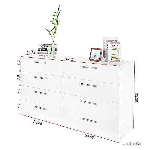 White 6-Drawer Double Dresser R5868