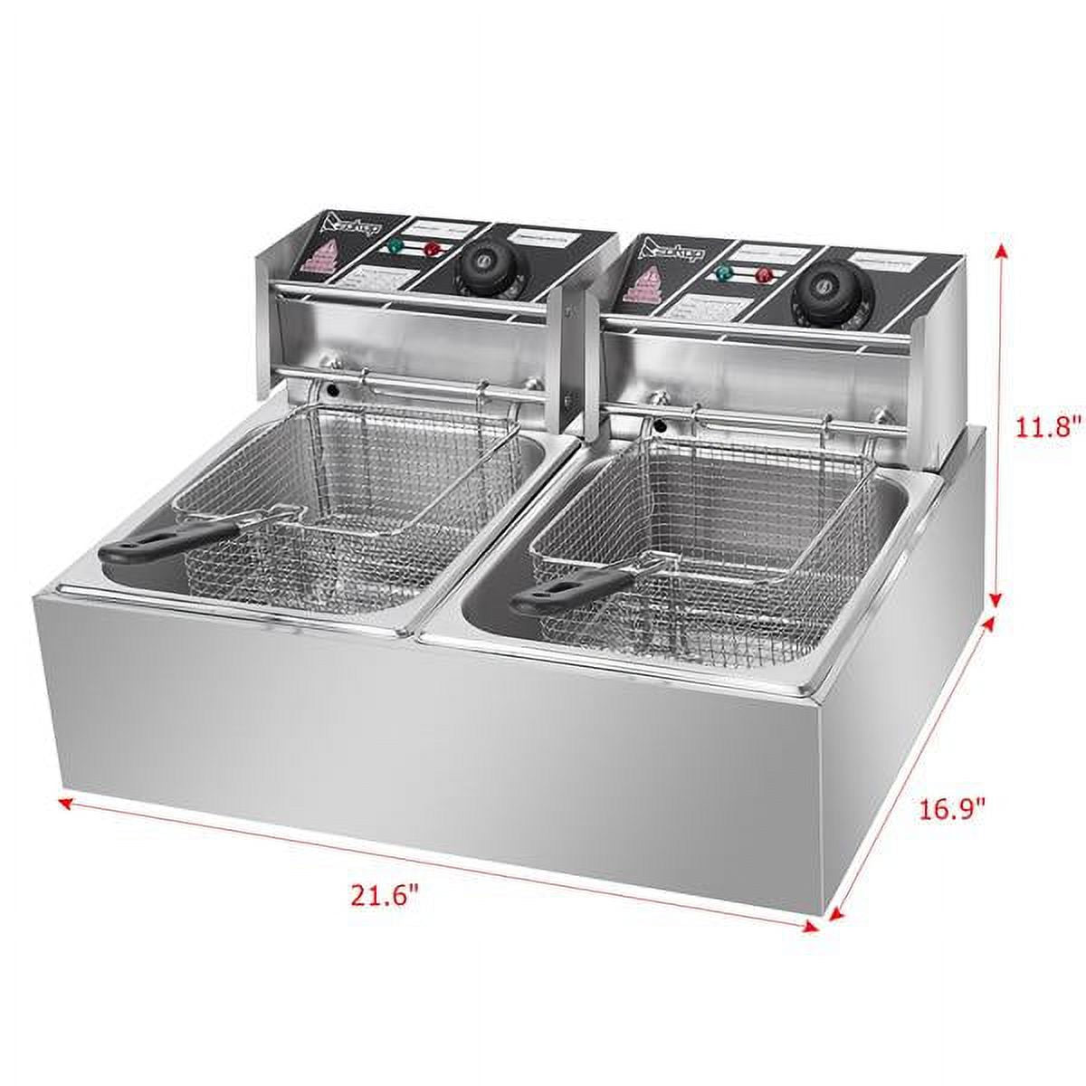 12.7QT Electric Deep Fryer with 2 Baskets and Lid, Stainless Steel Dual Tank G6943