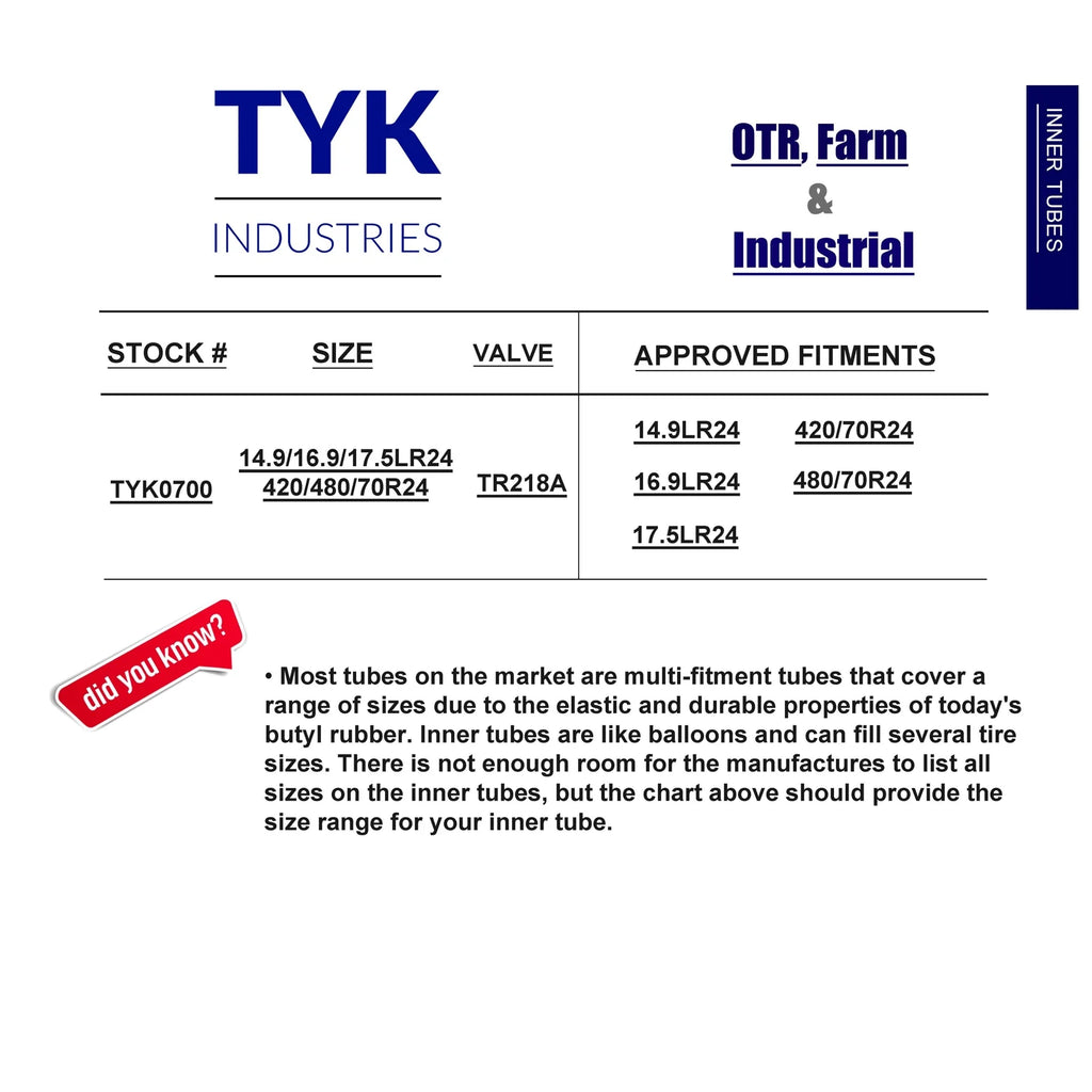 Tractor Tire Inner Tube TR218A Valve E984
