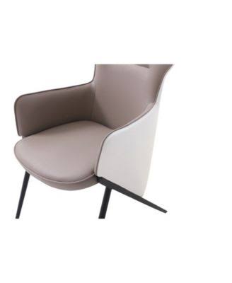Modern White & Brown Bonded Leather Accent Chair E20647