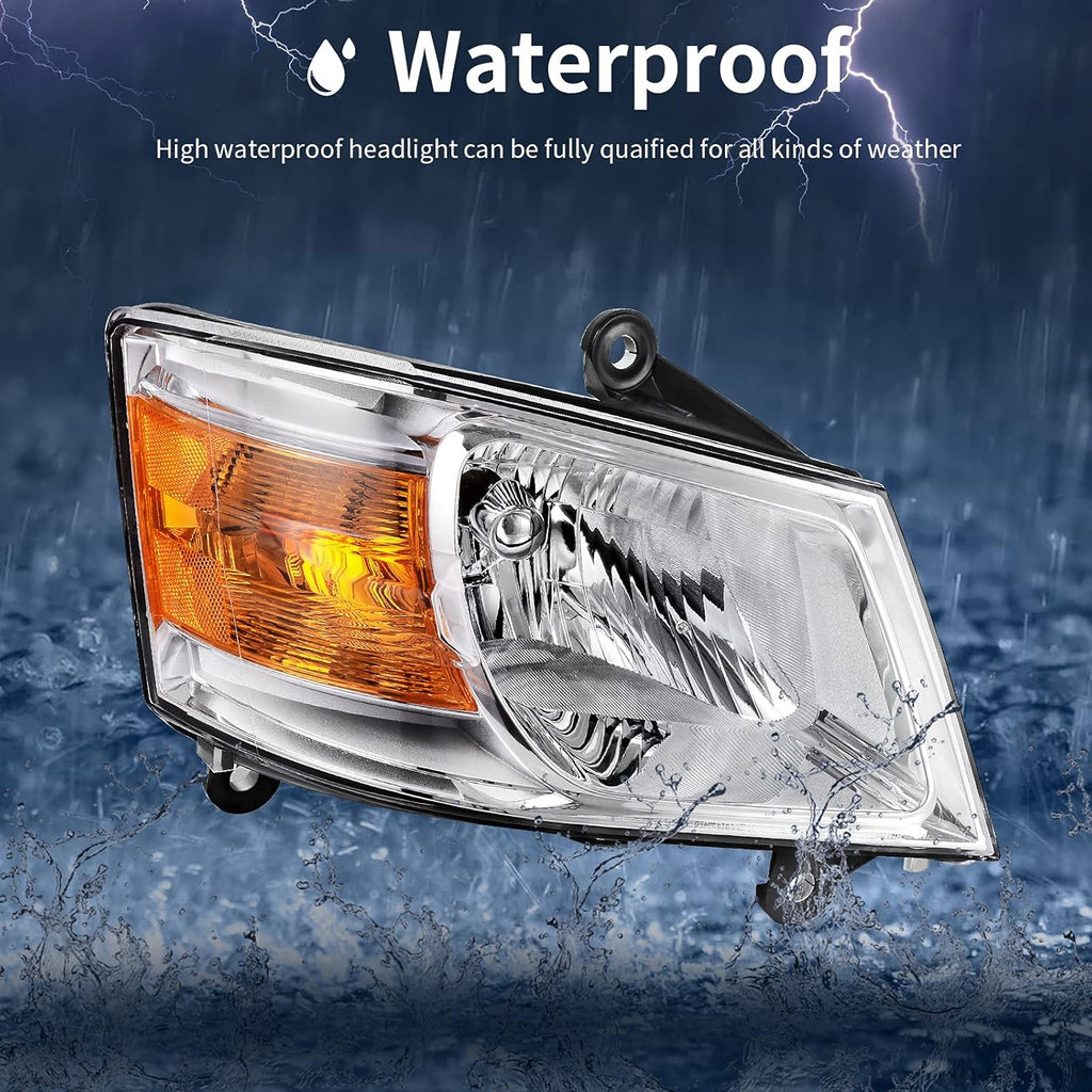 Chrome Housing Amber Reflector Clear Lens Headlight Assembly A87276