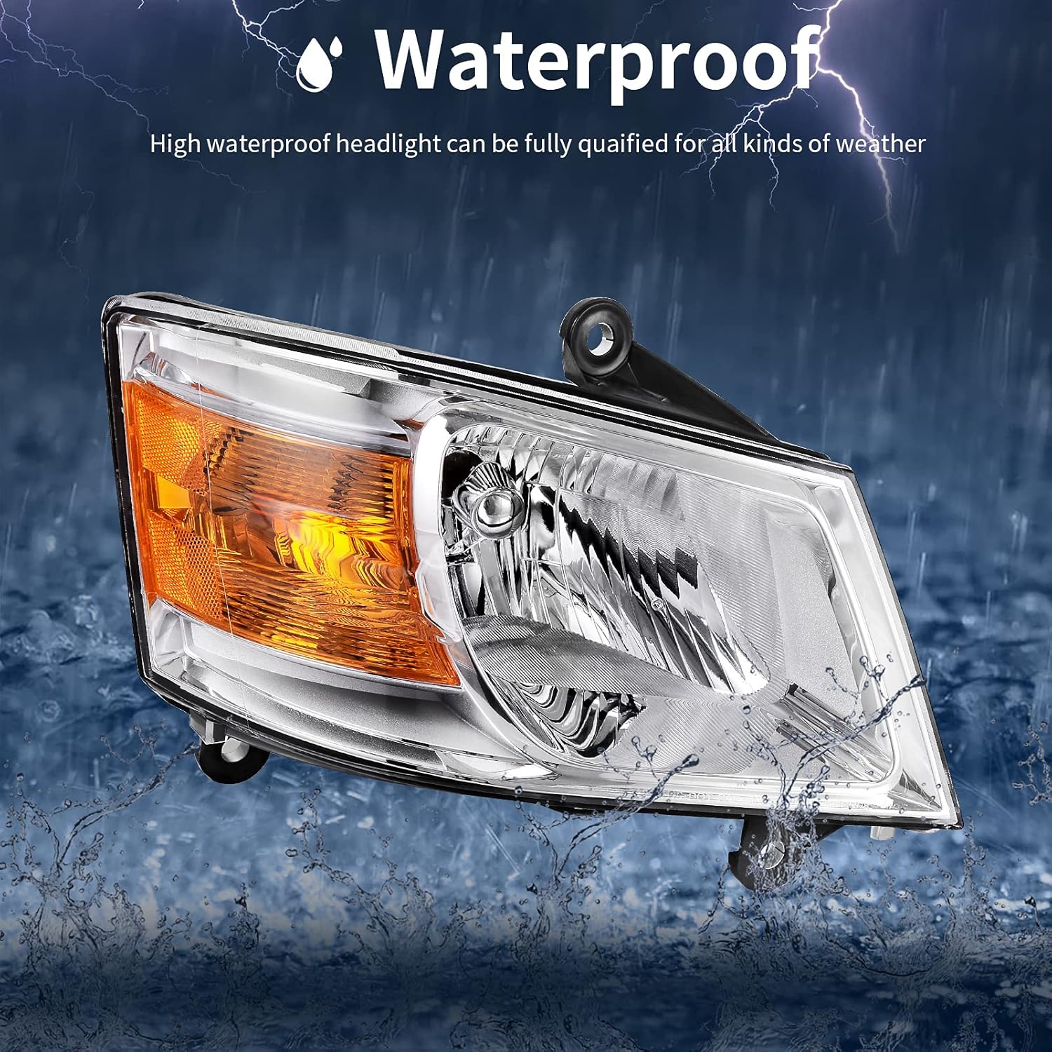 Chrome Housing Amber Reflector Clear Lens Headlight Assembly A87276