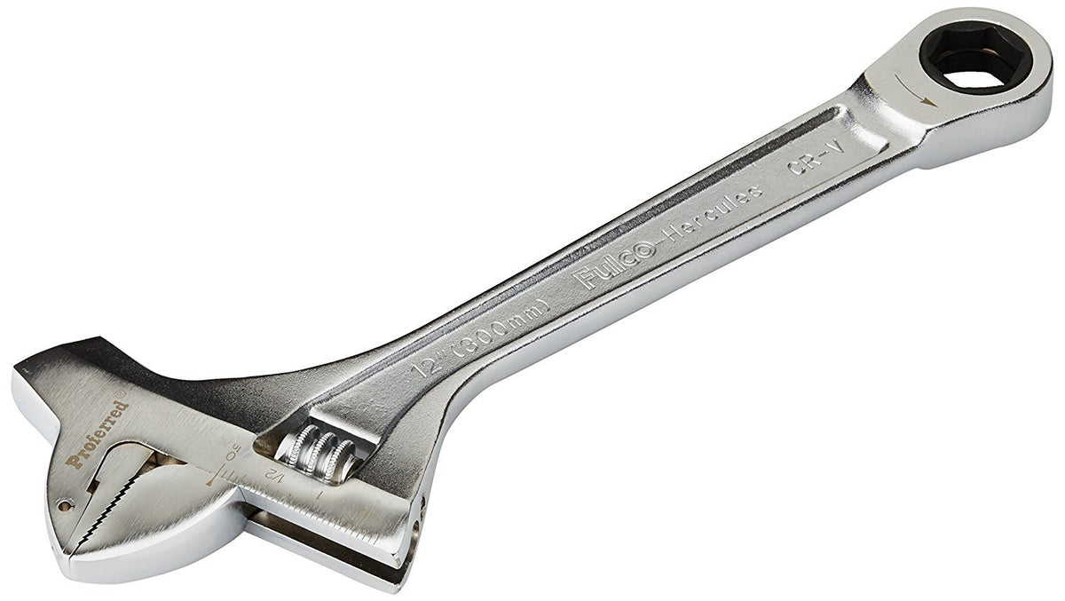12" Chrome Finish Adjustable Wrench with Hammer, Pack of 2 R184275