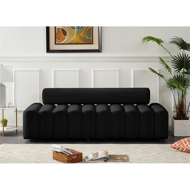 Black Velvet Upholstered Sofa D225564