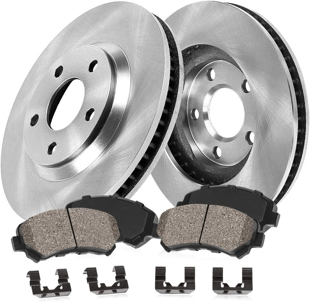 FRONT 300mm 5 Lug Brake Disc Rotors + Brake Pads + Clips M6614