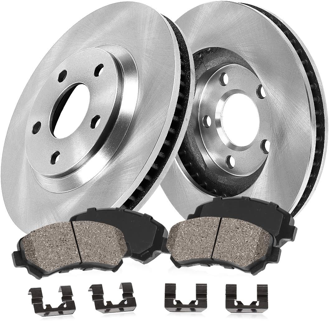 FRONT 300mm 5 Lug Brake Disc Rotors + Brake Pads + Clips M6614