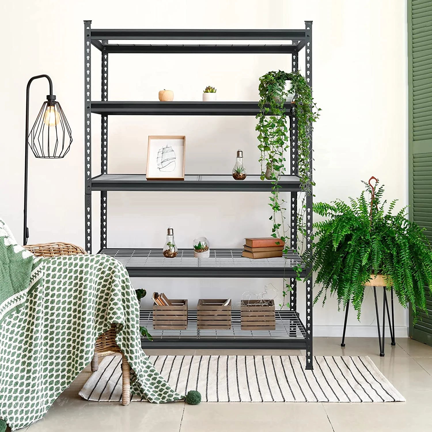 5-Tier Metal Shelving Unit, 48”W x 24”D x 72”H, Heavy Duty Adjustable Storage Rack, 4000 lbs Load Capacity P8690