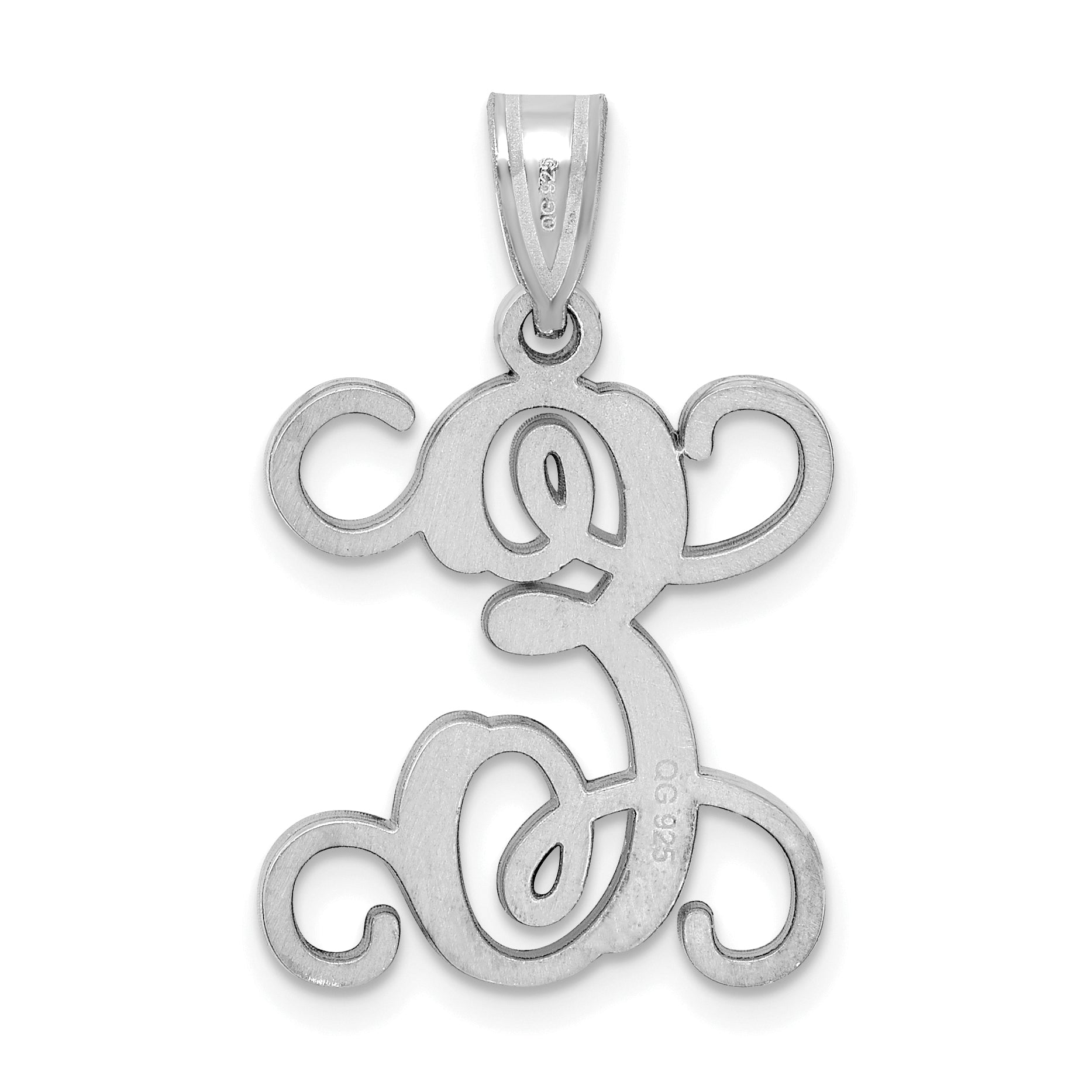 10K White Gold Initial Letter E Pendant H503