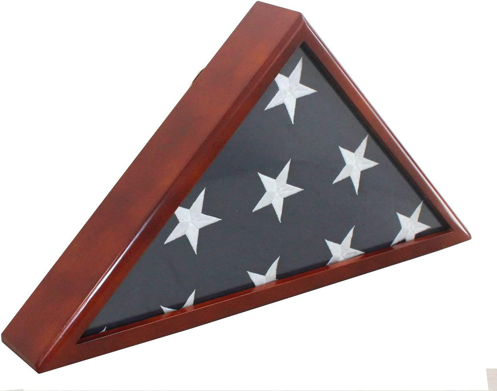 Solid Wood Memorial Flag Case Frame Display Case for 5x9.5' Flag Folded C58004