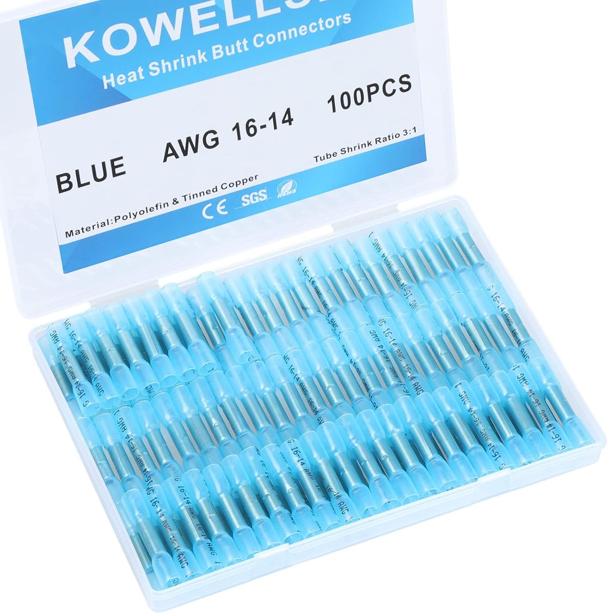 500PCS Butt Connectors Heat Shrink, 22-16 AWG Waterproof Tinned Copper Insulated Crimp Terminals U1471