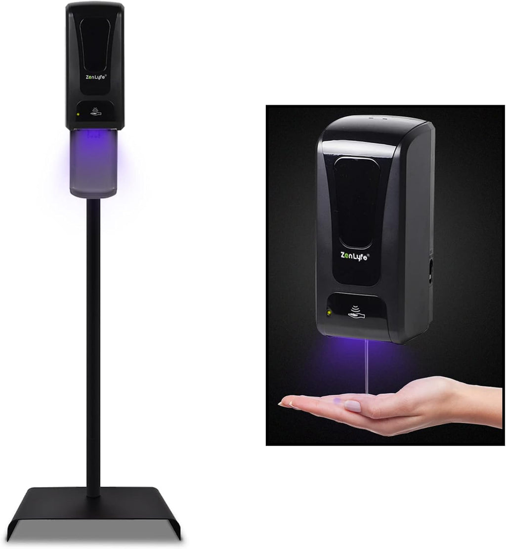 White Hand Sanitizer Dispenser with Floor Stand and Drip Catcher and Refillable Bottle Z7321